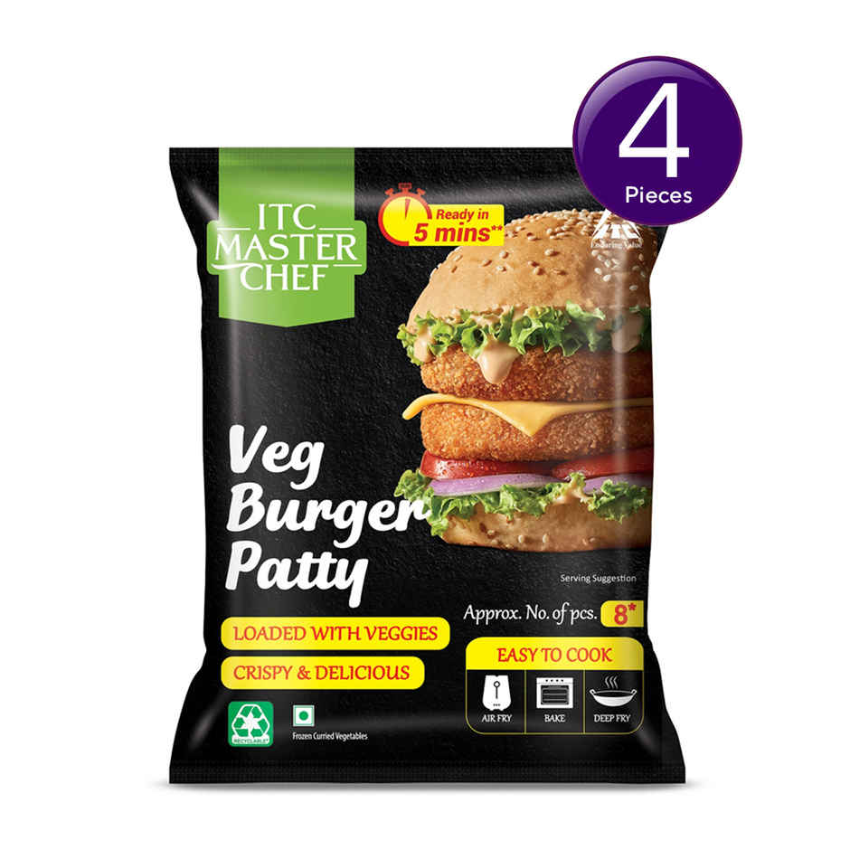 ITC Master Chef Veg Burger Patty | Loaded with Veggies | Crispy & Delicious | 8 pieces Combo  
