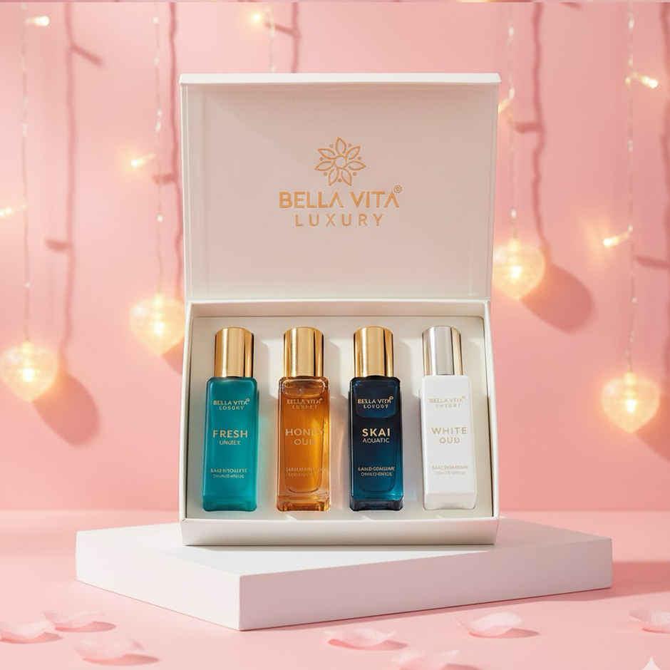 Lindt Heart Tin Chocolate(62.5gms) & Bella Vita Organic Unisex Luxury Perfume Gift Set(80ml) Combo 