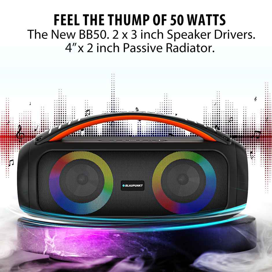 Blaupunkt Atomik Bb50 Wireless Party Speaker 50Watts,Hd Sound Karaoke With Mic(Dark Black)