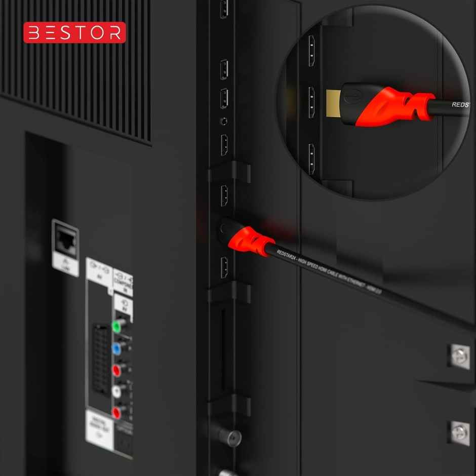 Bestor 4K 60Hz PVC HDMI Cable with ARC Support for Smart HDTV Laptop Monitor Projector(1.5M) - Red & Black