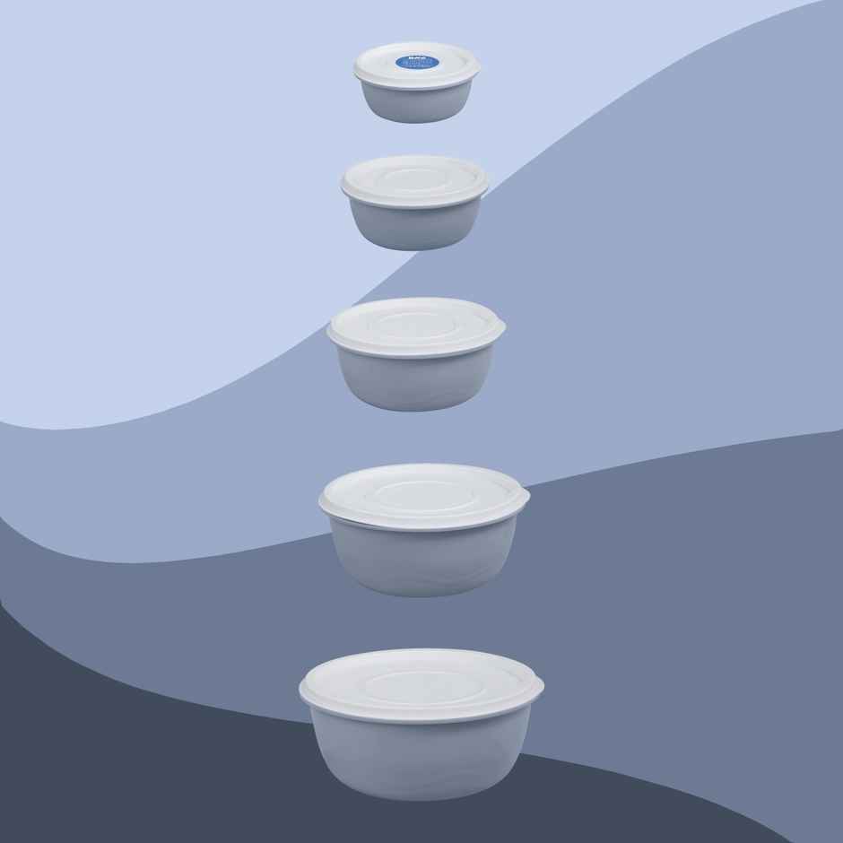 BAY6 Round Container Set With Lid - Grey 5pc