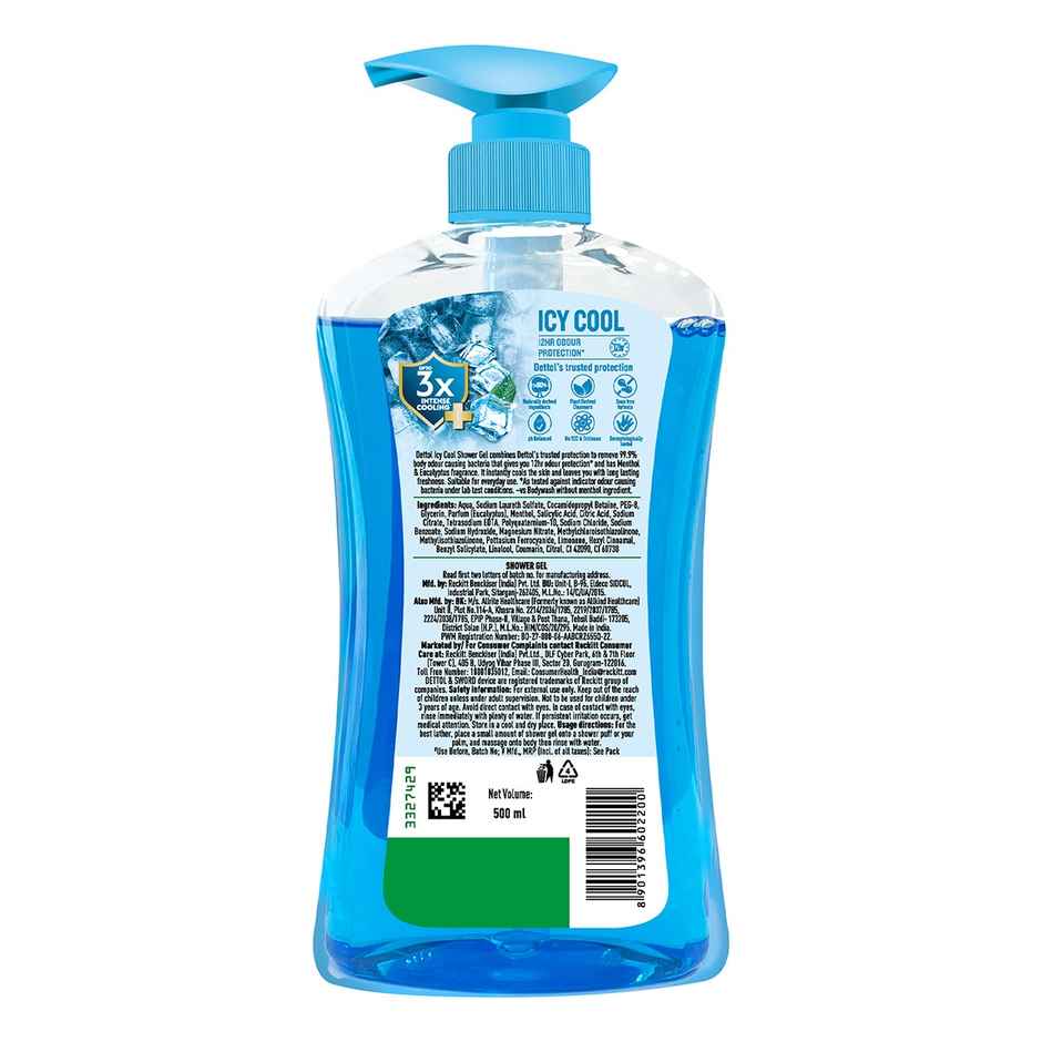 Dettol Icy Cool Body Wash and Shower Gel Pump with Salicylic Acid for Men | Long Lasting Freshness Combo