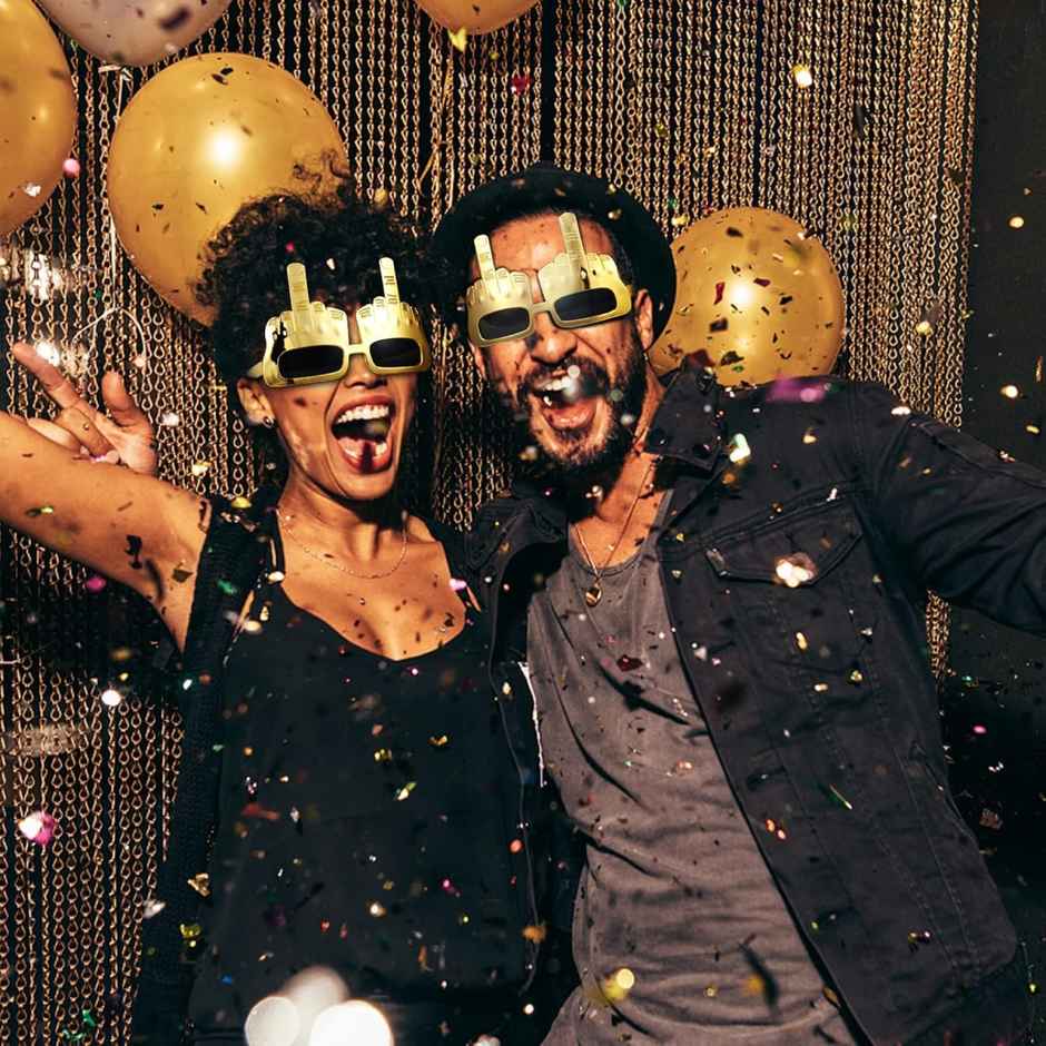 Middle Finger Funky Glasses | Chrome