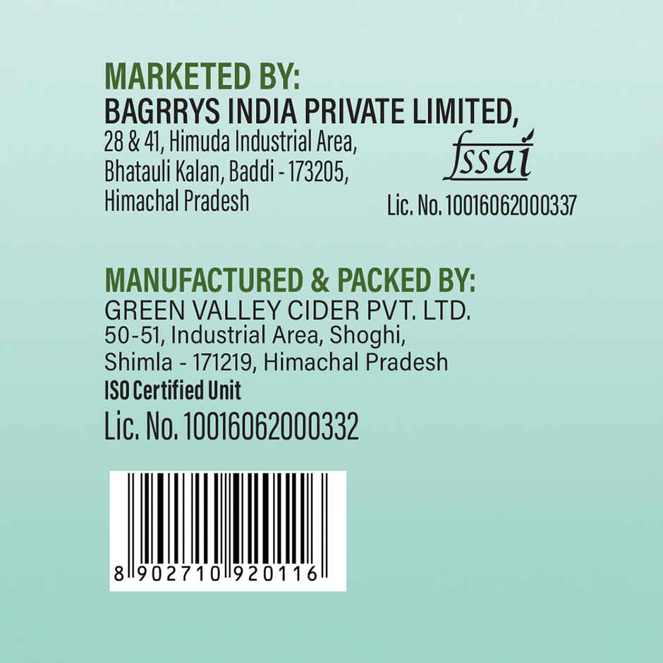 Bagrrys Apple Cider Vinegar with the Mother Certified Organic,Made with Himalayan Apples,Raw