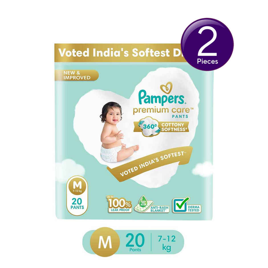 Pampers Premium Care Baby Diapers | Medium Combo