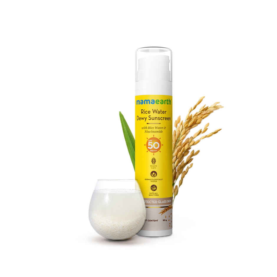 Mamaearth Rice Water Dewy Sunscreen for Tan Protection
