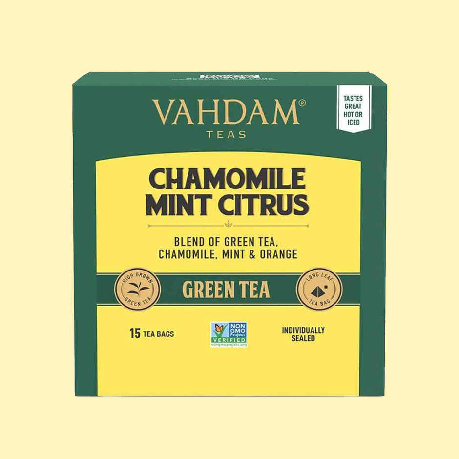 Vahdam Chamomile, Mint, And Citrus Organic Green Tea