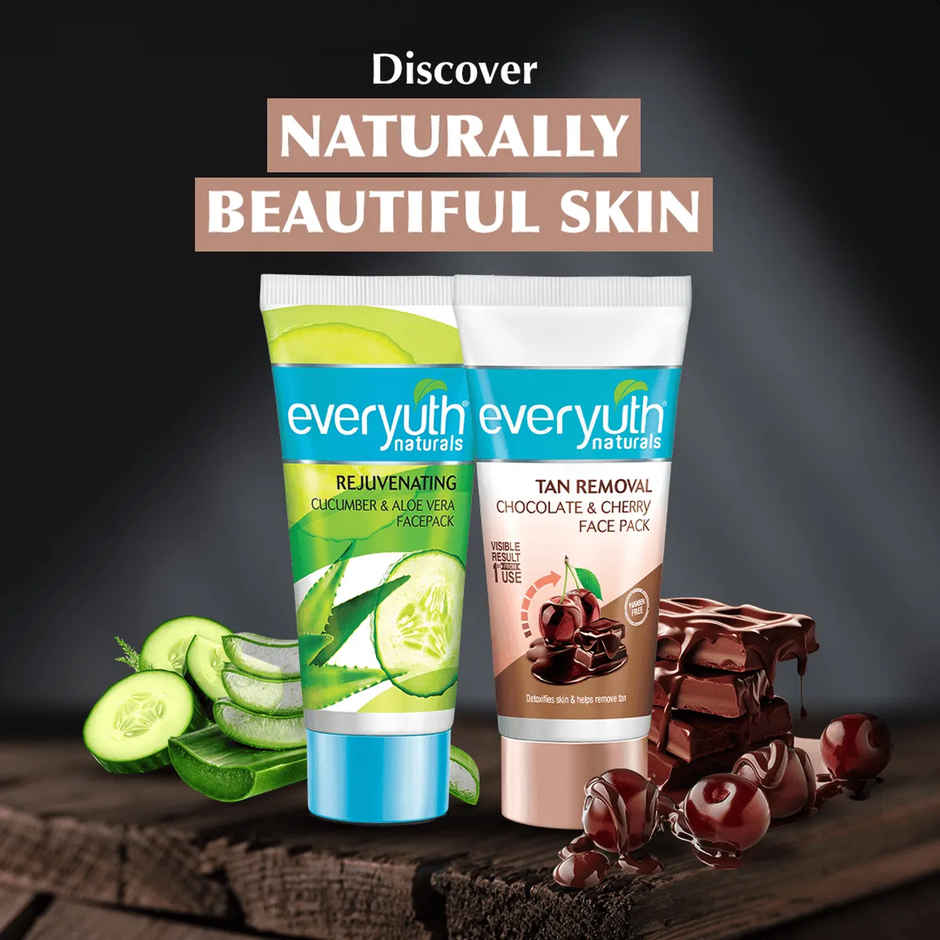 Everyuth Naturals Tan Removal Pack for Face & Body - Chocolate & Cherry Dtan