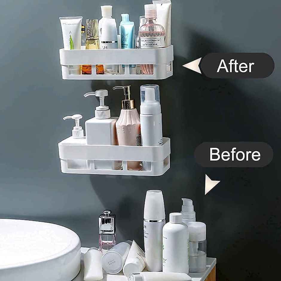 Perpetual Bathroom 4Shelf + 4Soap Dish Holder | Self-Adhesive Rack for Wall