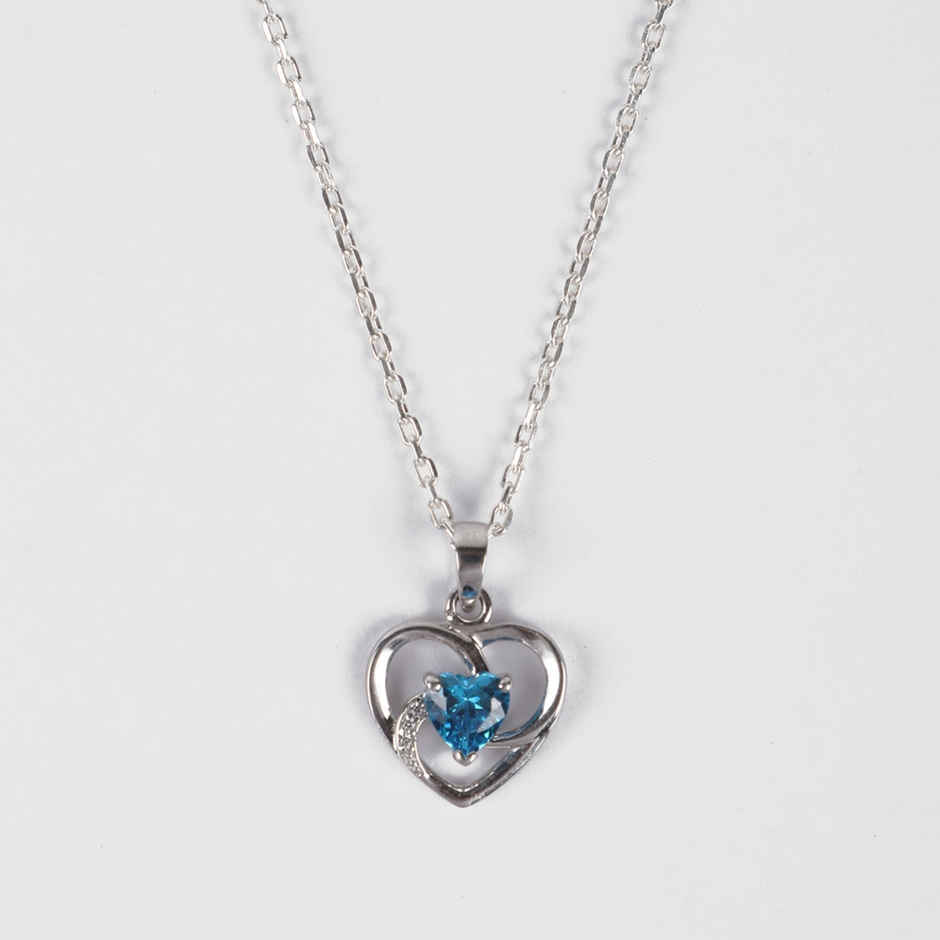 Clara 925 Sterling Silver Heart Pendant Chain Necklace | Rhodium Plated | Swiss Zirconia