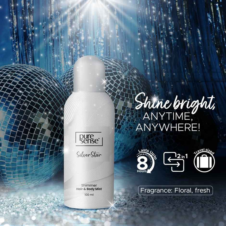 Puresense Silver Star All Day Hair And Long Lasting Fragrance Shimmer Body Mist - For Women