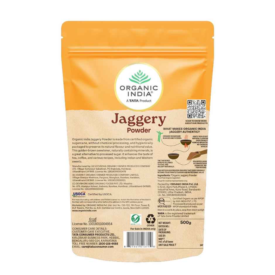 A TATA Product - Organic India Jaggery Powder - Pure & Natural, A Healthy Sugar Substitute