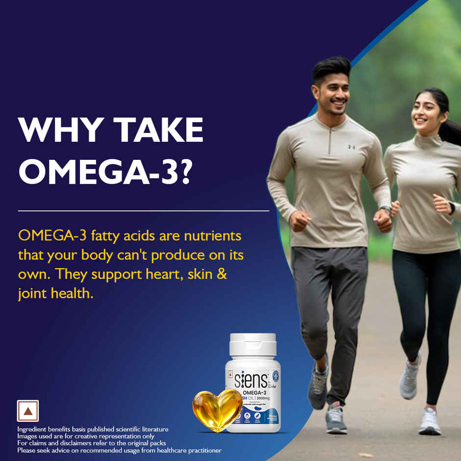 Siens By Dabur Omega-3 Fish Oil Capsules Capsules For Men & Women 30 Softgels