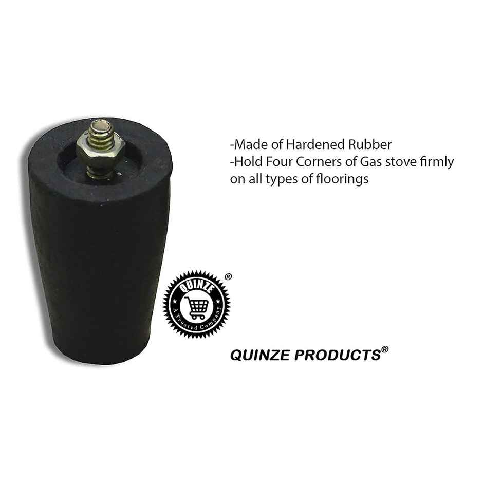 Quinze Lpg Gas Stove Rubber Legs With Inner Stainless Steel Nut & Bolt | Black | 4 Pieces