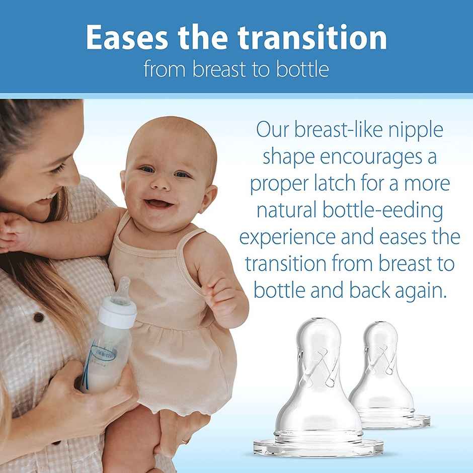 Dr. Brown's Preemie Flow Silicone Narrow Nipple, 2-Pack Transparent