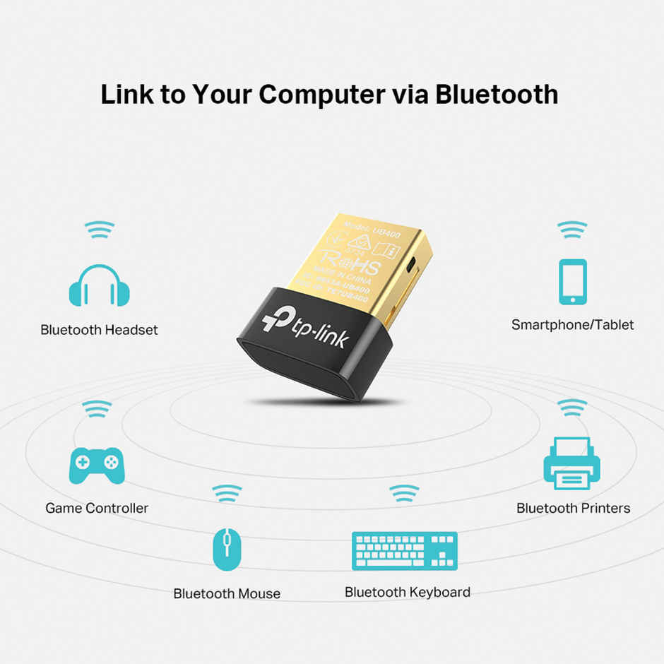 TP-Link UB400 Bluetooth 4.0 Nano-Sized USB Adapter, Dongle Receiver Support Windows