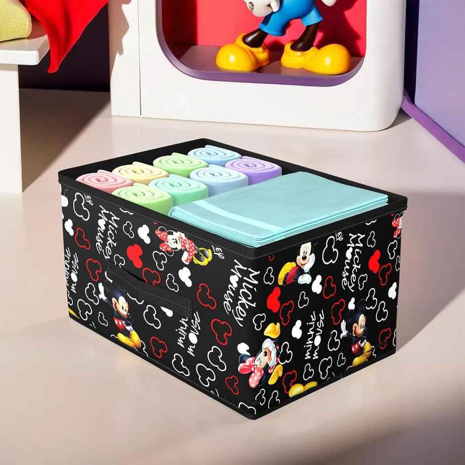 Kuber Industries Foldable Disney Mickey Storage Box|Toy Box Storage For Kids| Black