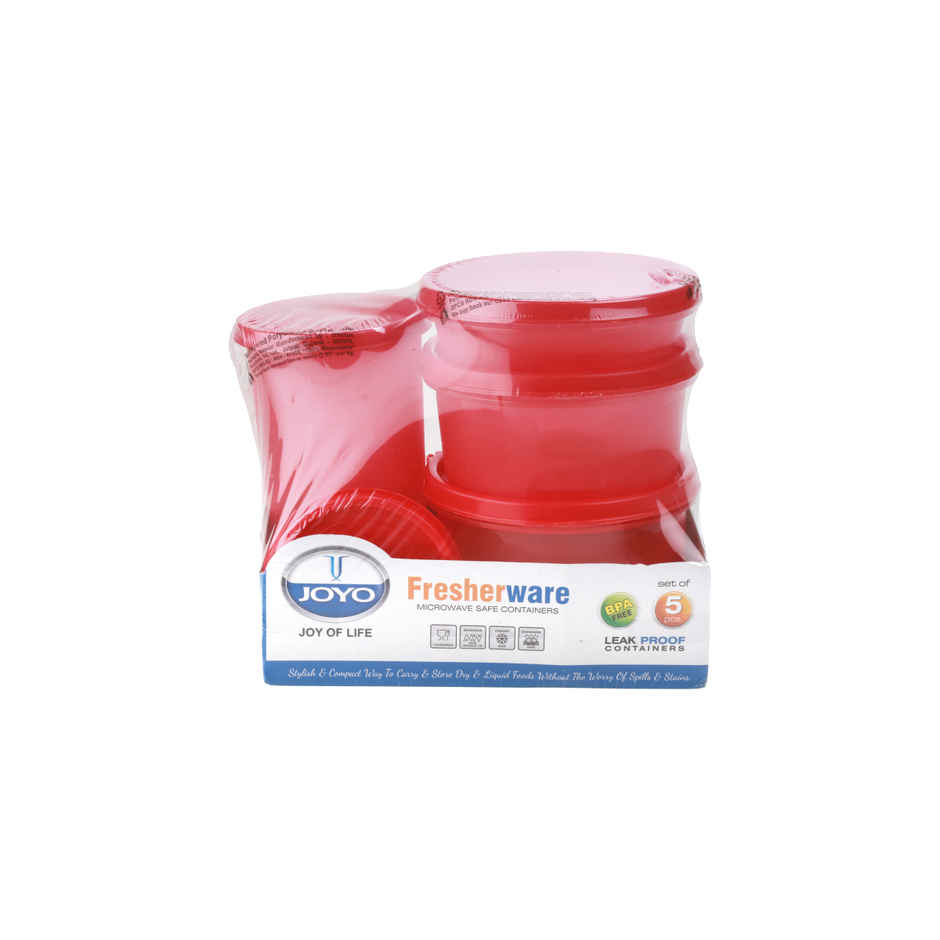 Joyo Fresherware 5 pcs set, Lunch pack (110 ml,250 ml, 450 ml, 600 ml, glass-460 ml)-Assorted