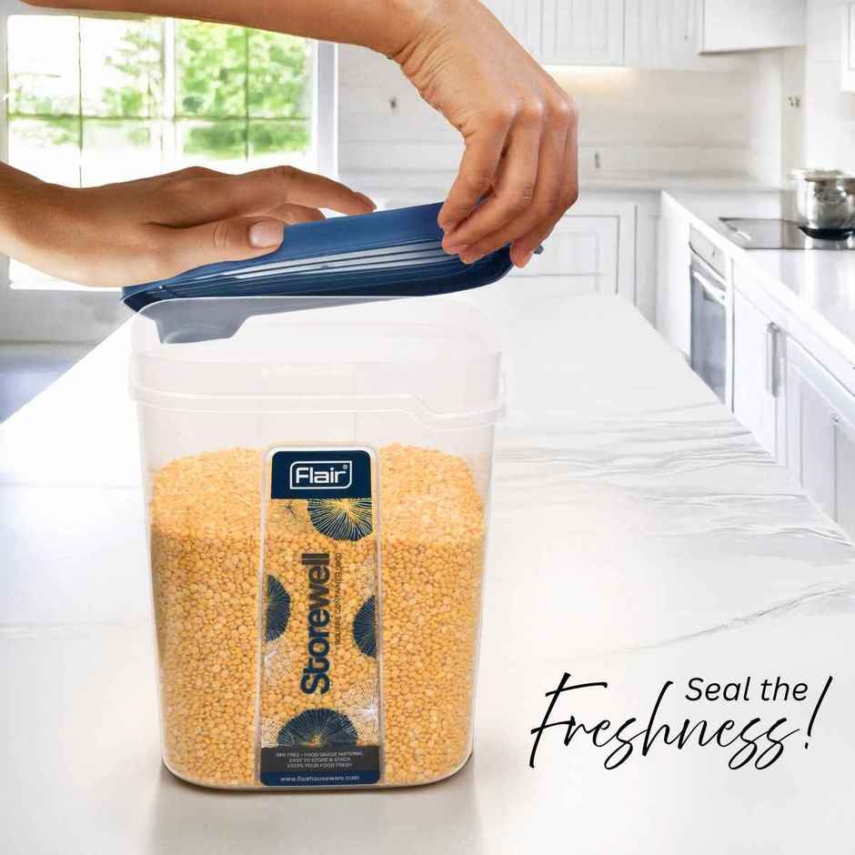 Flair Plastic Storewell Food Storage Containers 6000 ml (Blue), Food Grade, Bpa Free, Spices Grains