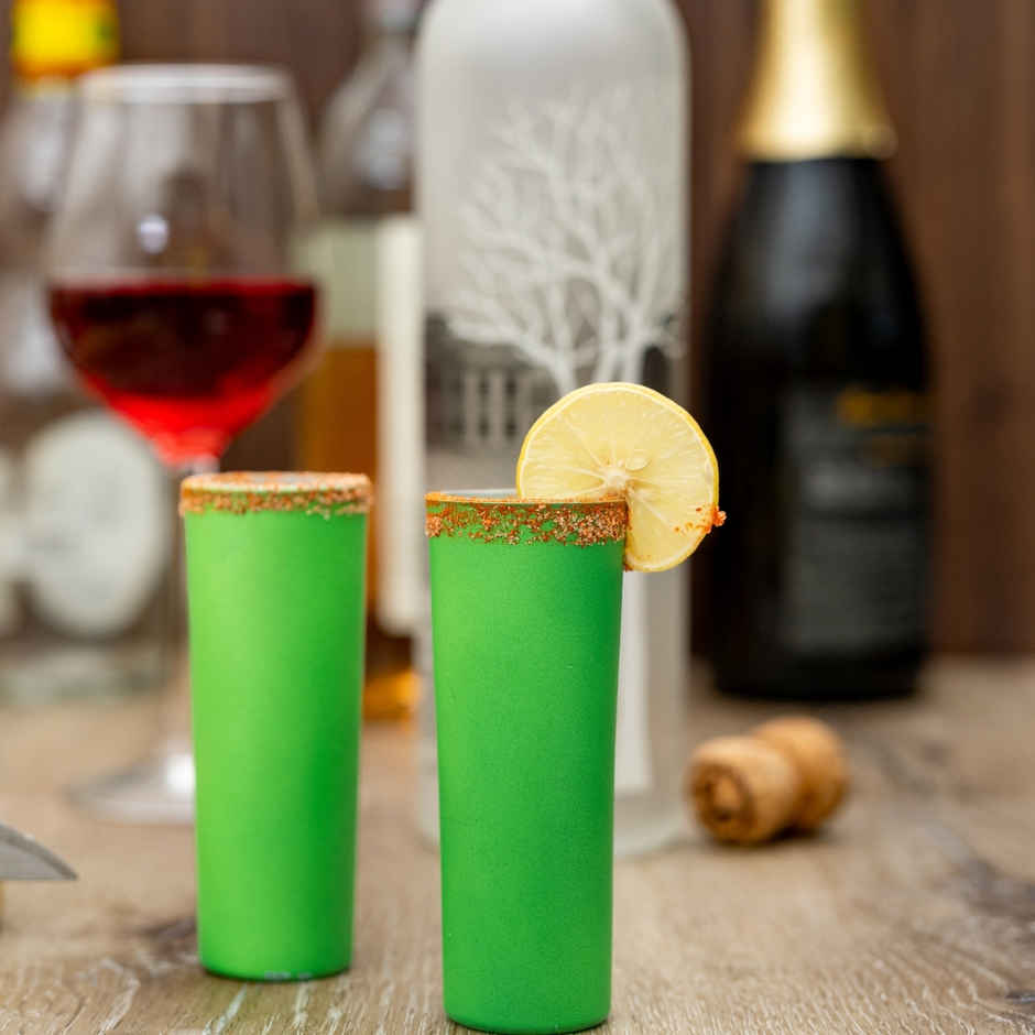 Bright Green Tequila Shot Glasses | Set of 2 | Bar Box
