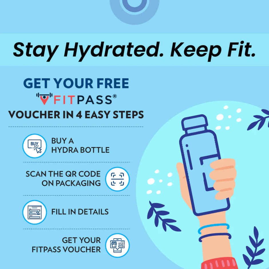 Borosil Hydra Trek Water Bottle | Stainless Steel Double Wall Vacuum Flask | Black | 700 ml