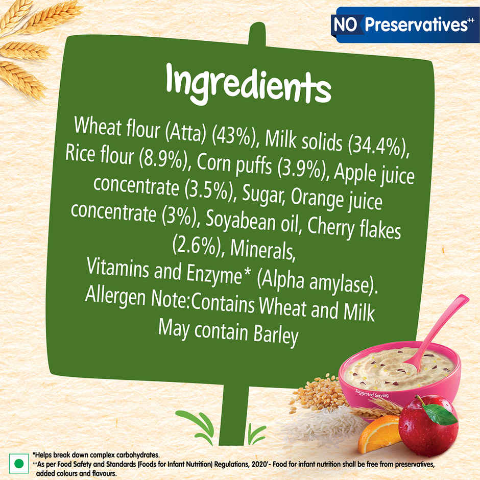 Nestle Cerelac Wheat Rice Mixed Fruit Baby Food Cereal | No Preservatives | 10 to 24 Months