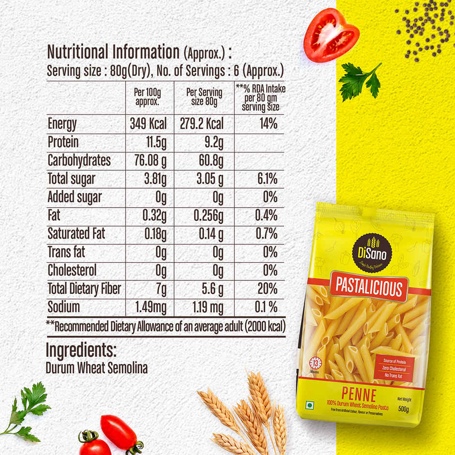 Disano Penne Pasta, Durum Wheat, No Maida