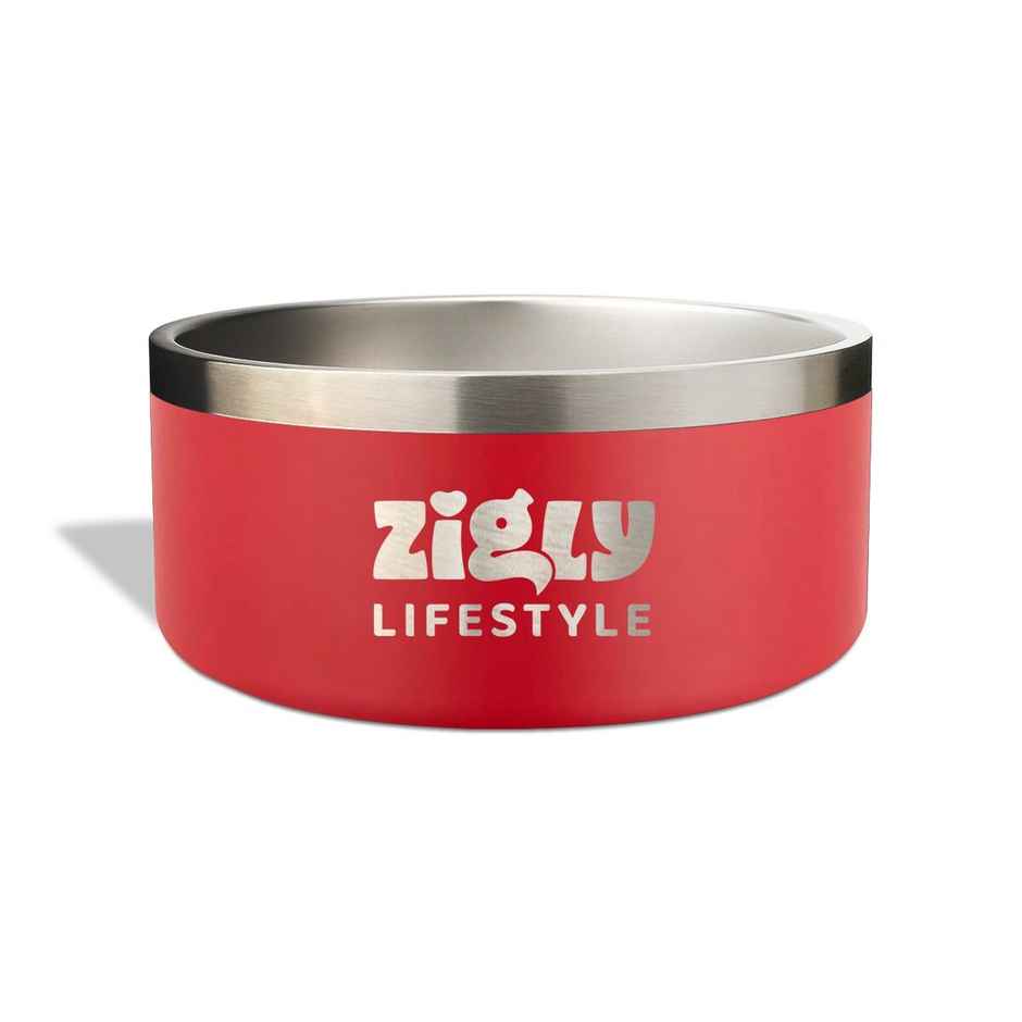 Zigly Lifestyle Double Walled Dog Bowl Small - Red