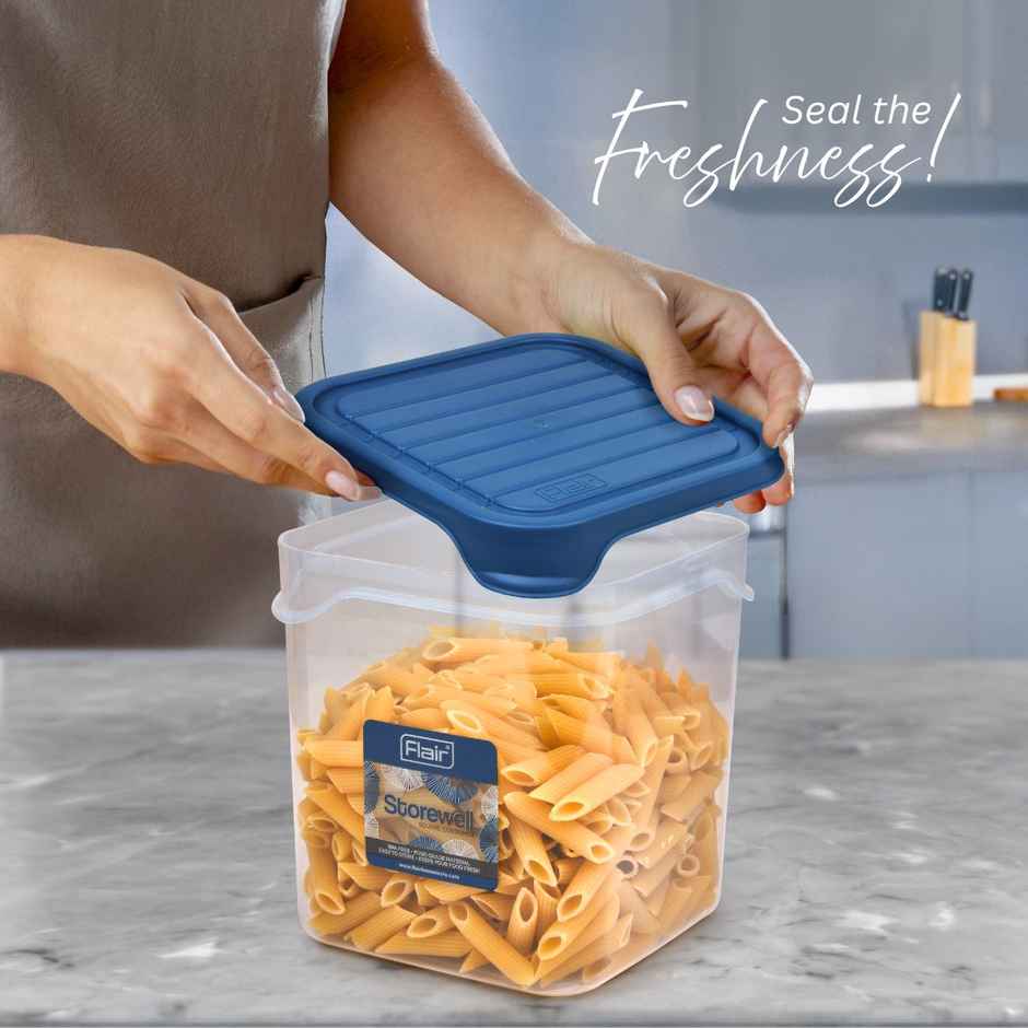 Flair Plastic Storewell Square Food Storage Containers 1800Ml - Set Of 2 (Blue)