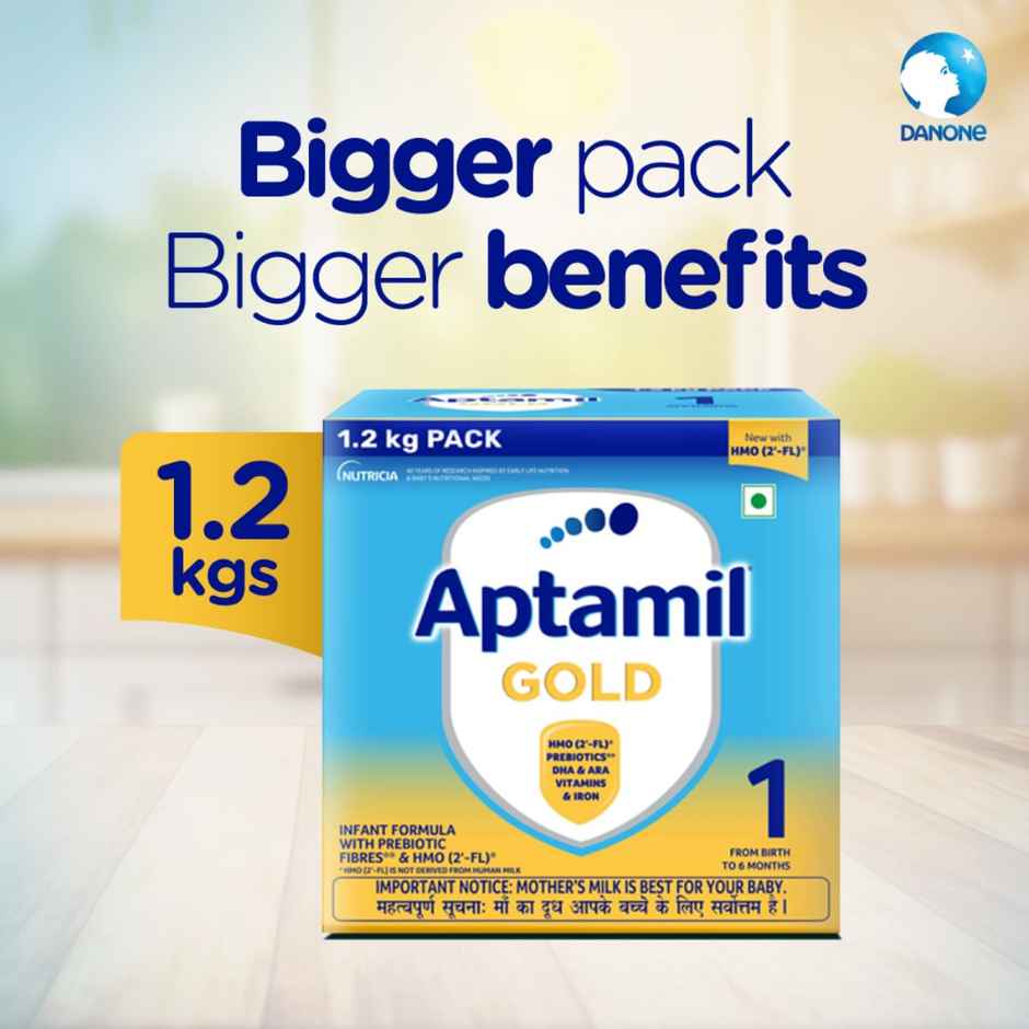 Aptamil Gold Infant Formula Milk Powder For Babies - Stage 1 With Hmo | 2-Fl | Large Pack