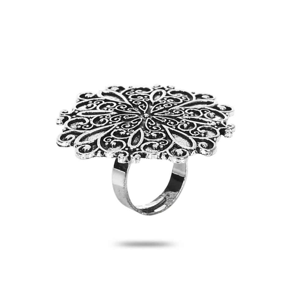 Youbella Oxidized Silver Plated Afghani Rings For Women And Girls(Ybrg - 20098) - Set Of 3