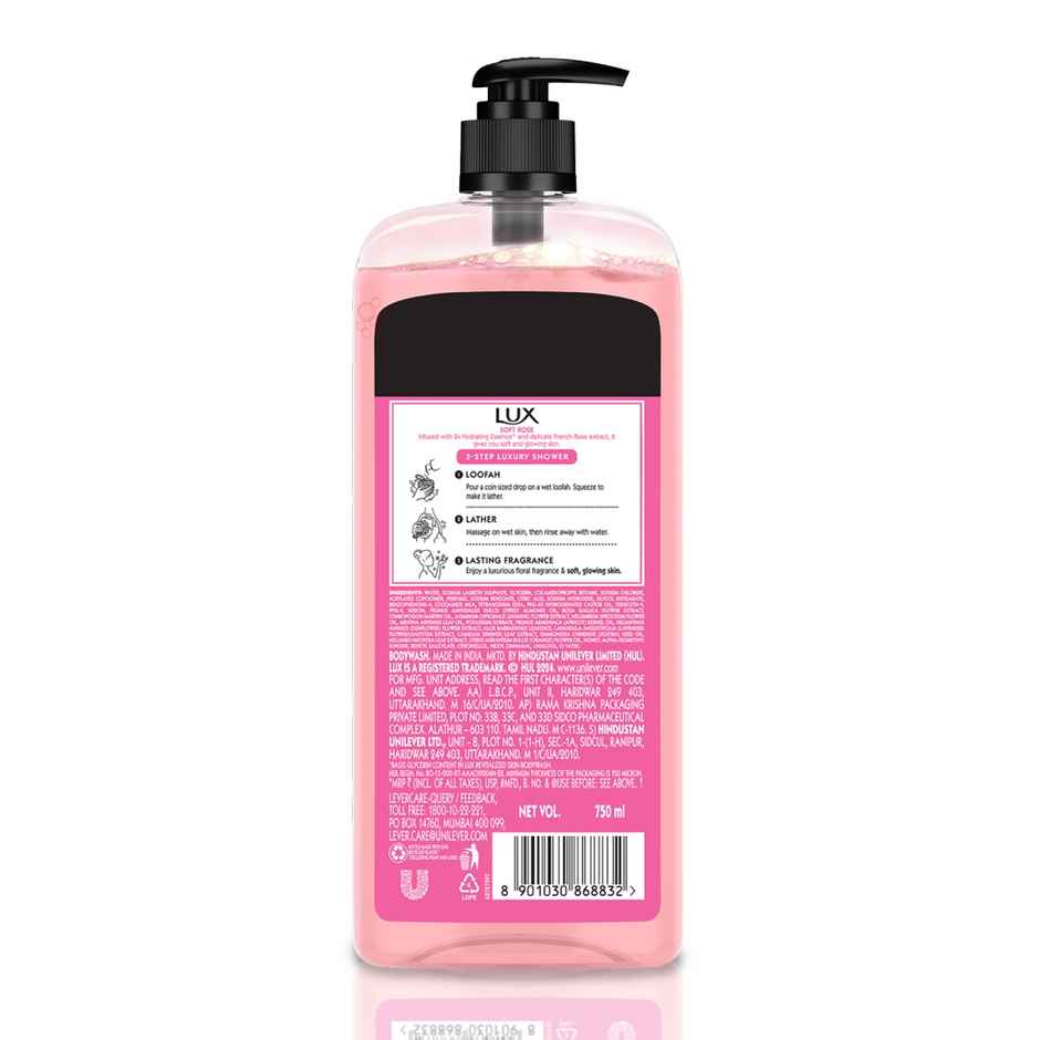 Lux Body Wash Soft Skin French Rose & Almond Oil With Long Lasting Fragrance Glycerine Paraben Free