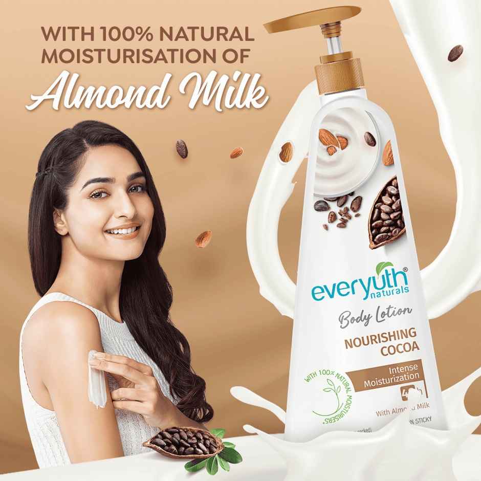 Everyuth Naturals Body Lotion - Nourishing Cocoa with 100% Natural Almond Milk