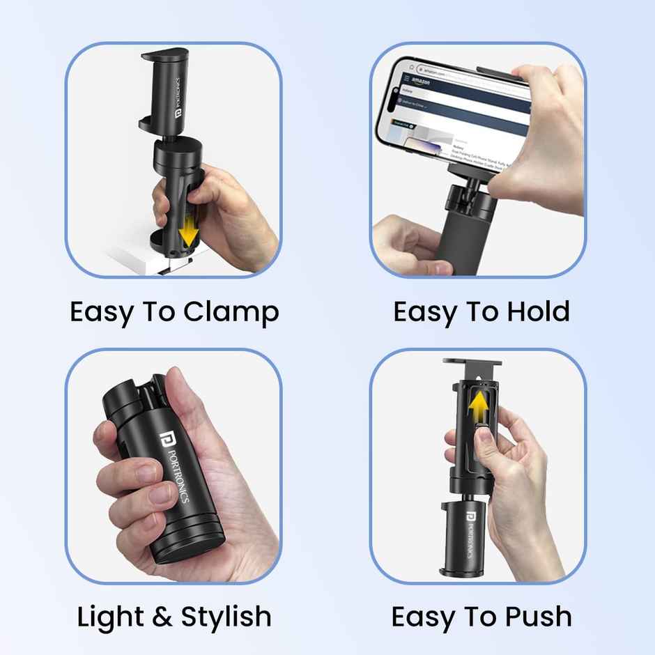 Portronics Mobot Clip 360� Deg Mobile Phone Holder with Adjustable Viewing Angles(Black)