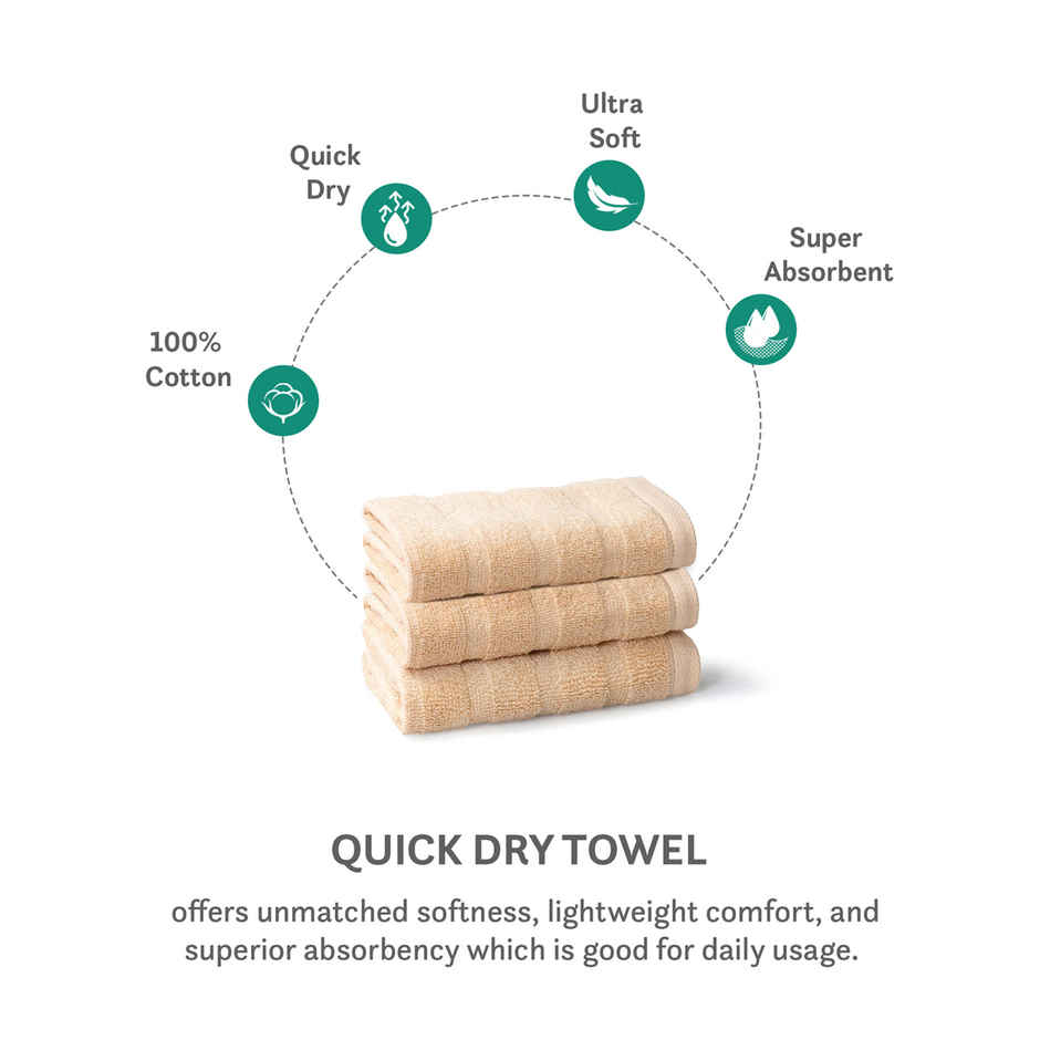 Mytrident Quick Dry Cotton Face Towel Set | 13 x 13 in | Beige