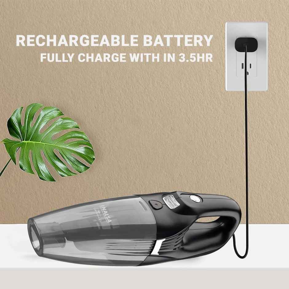 Inalsa CarWork CL 25W Cordless Vacuum Cleaner | Wet & Dry | HEPA | USB Rechargeable, Black