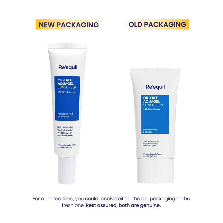 Re'Equil Oil Free Aquagel Sunscreen Hyaluronic Acid For Hydration