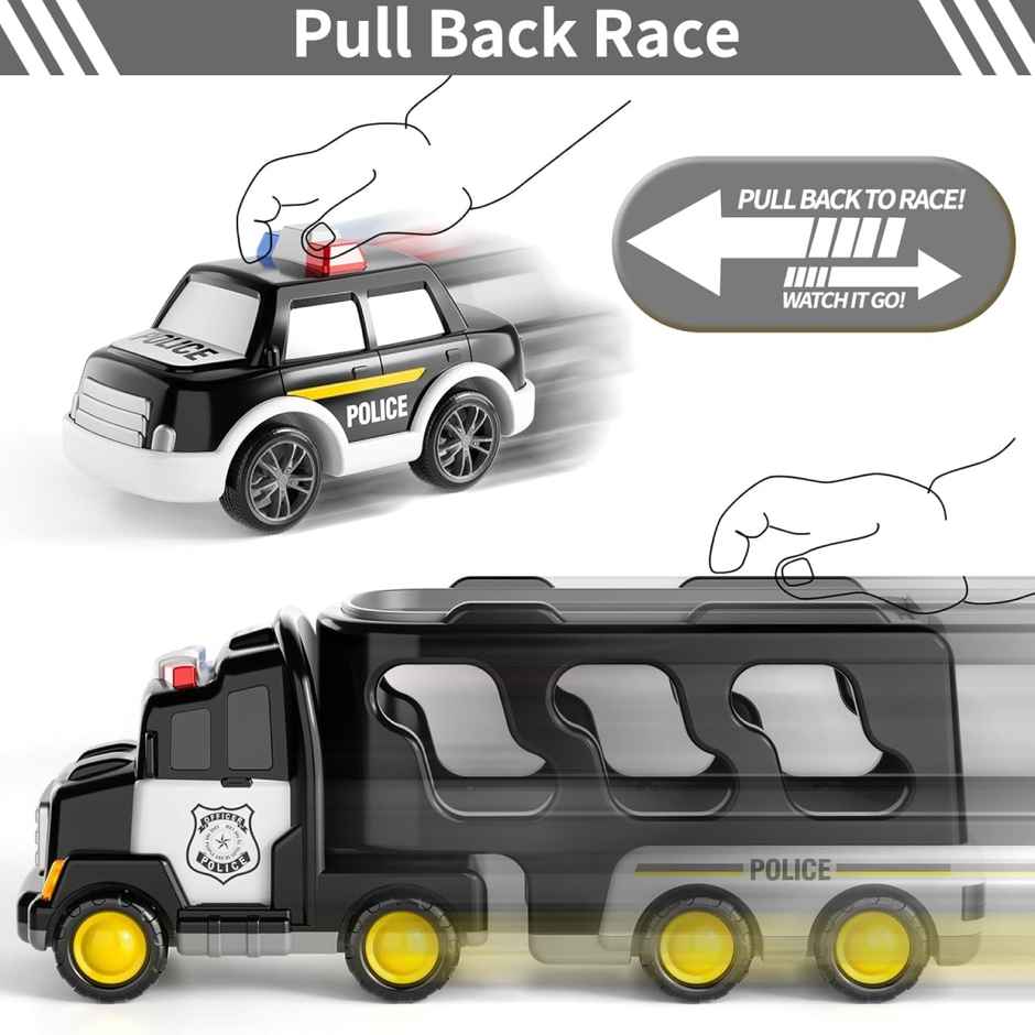 Kidology Police Truck Toy | Friction Car Set with Light & Music | Toddler Toy