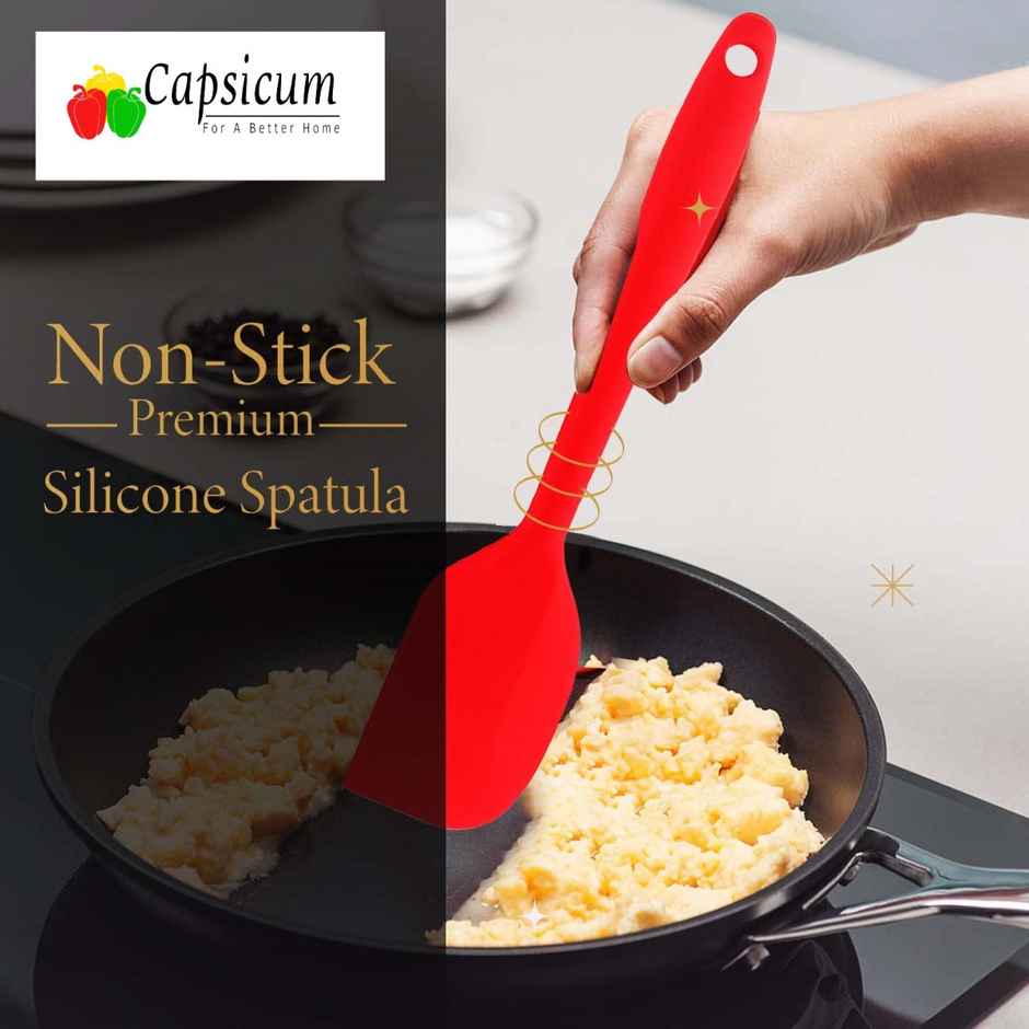 Capsicum Non Stick Premium Silicone Spatula & Spoonula, 11 inch Set of 2 (Multi Color)