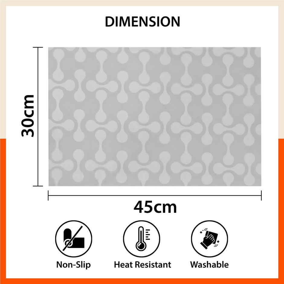 Bathla Fridge Mat | 45cm x 30 cm | Reusable, Washable, Temperature Resistant | Grey Transluscent