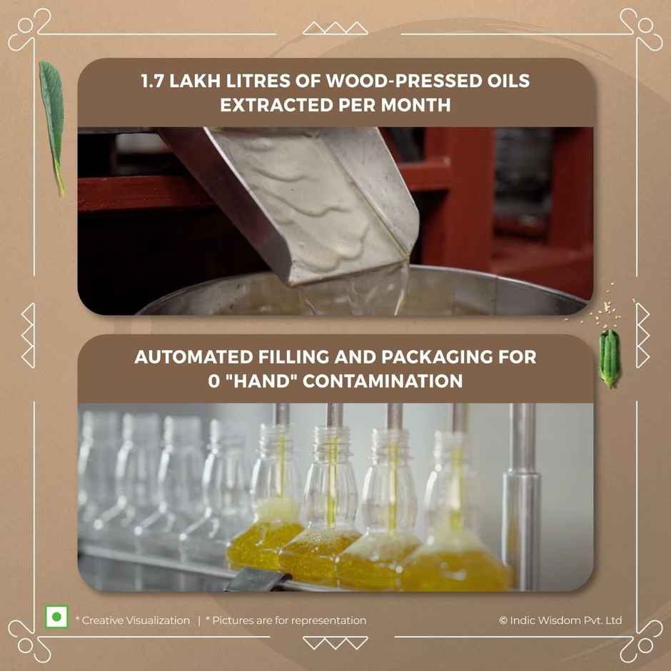 Indic Wisdom White Sesame (Til-Gingelly) Wood Cold Pressed Oil - Extracted on Wooden Churner