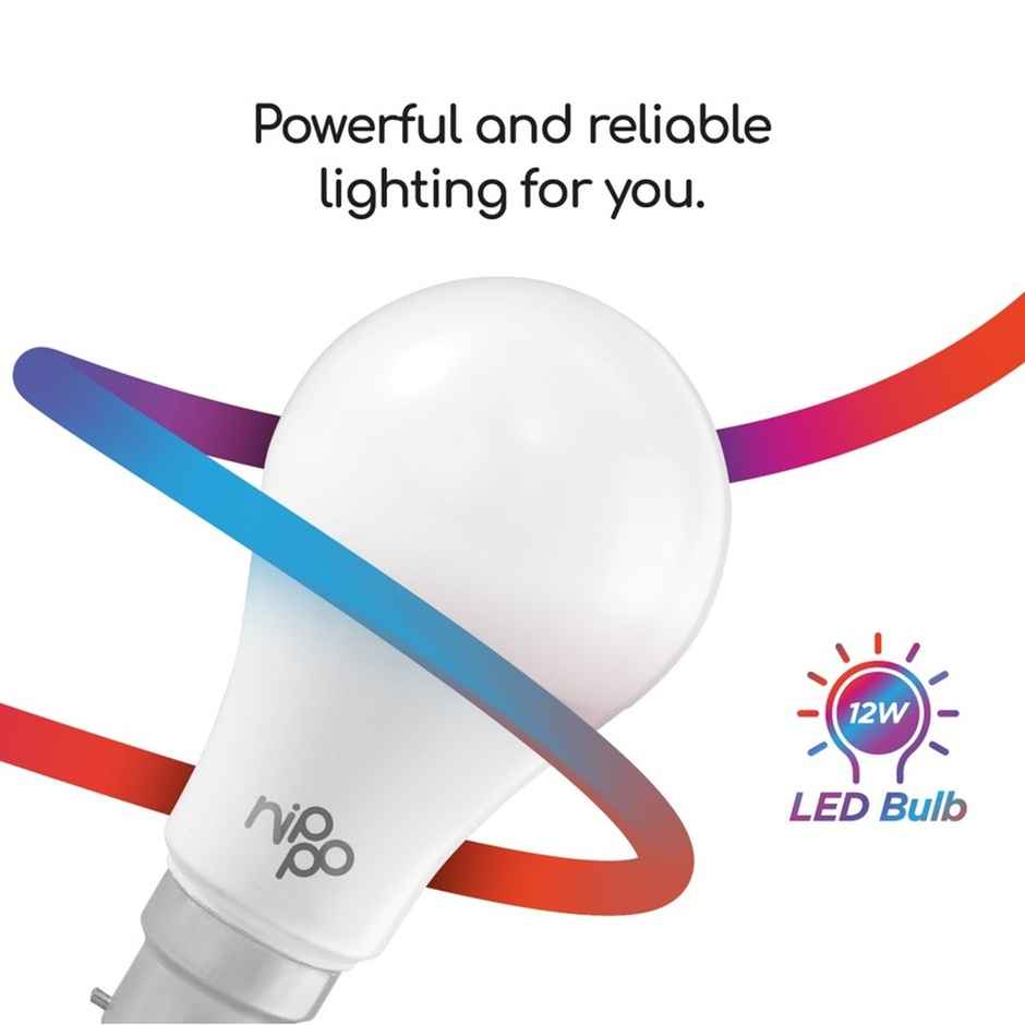 Nippo 12W LED Bulb | Cool Light | B22 Base Holder