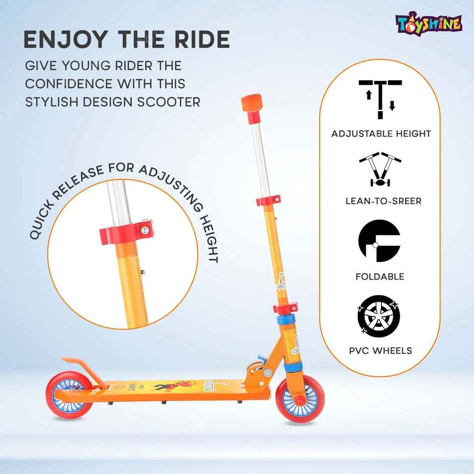 Toyshine Jumbo 2 Wheel Runner Scooter | With Anti Slip Abs Base Aluminium Structure | Orange