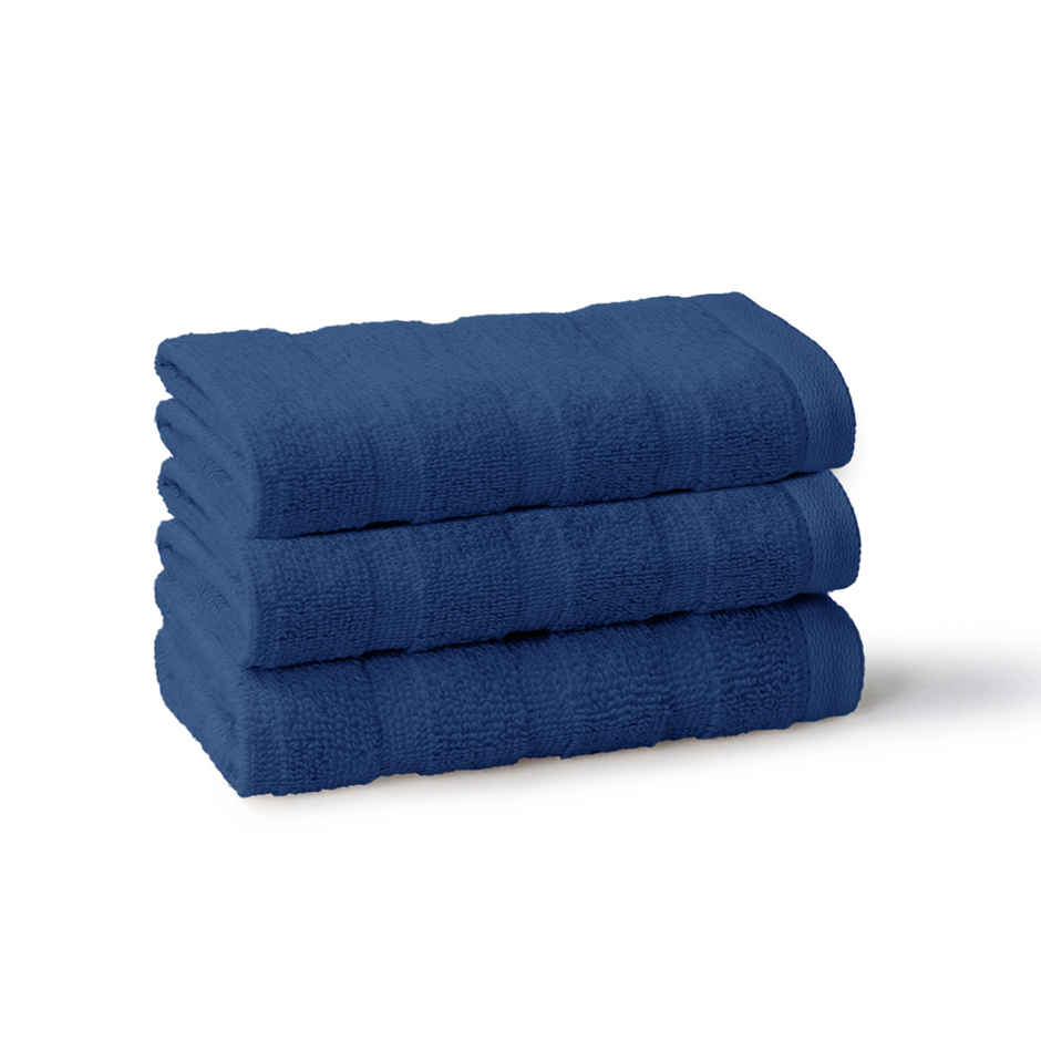 Mytrident Quick Dry Cotton Face Towel Set | 13 x 13 in | Navy Blue