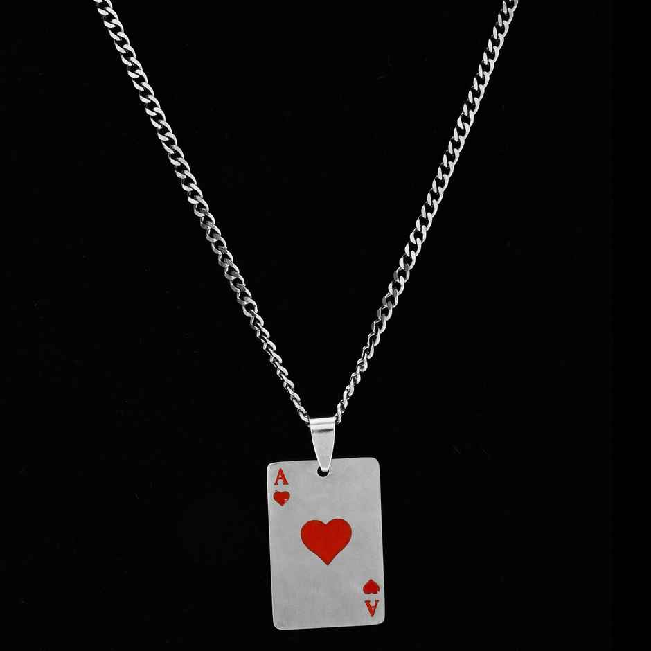 Fashion Frill Men's Ace of Spades Pendant Chain Silver Onesize