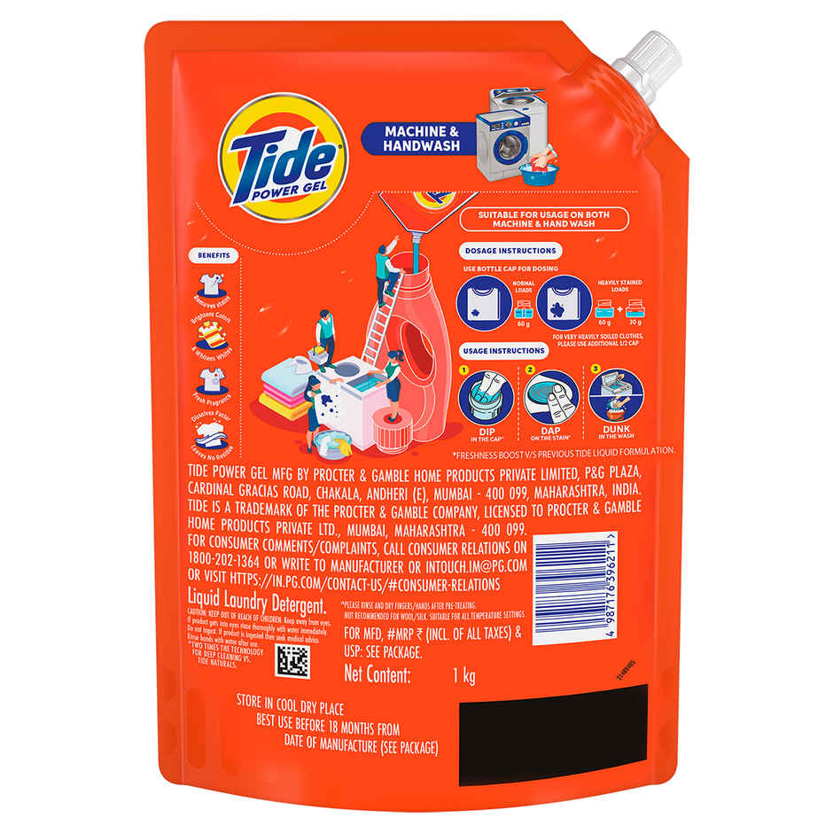 Tide Power Gel Liquid Detergent for Top Load & Front Load Washing Machine