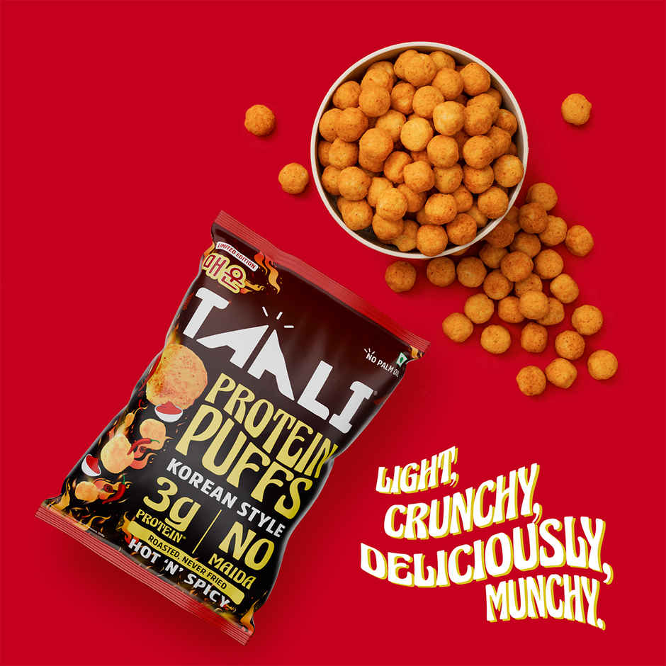 Taali Healthy Snacks - Protein Puffs | Masala Mania | Cheese&Herbs | Cream & Onion | Korean Style