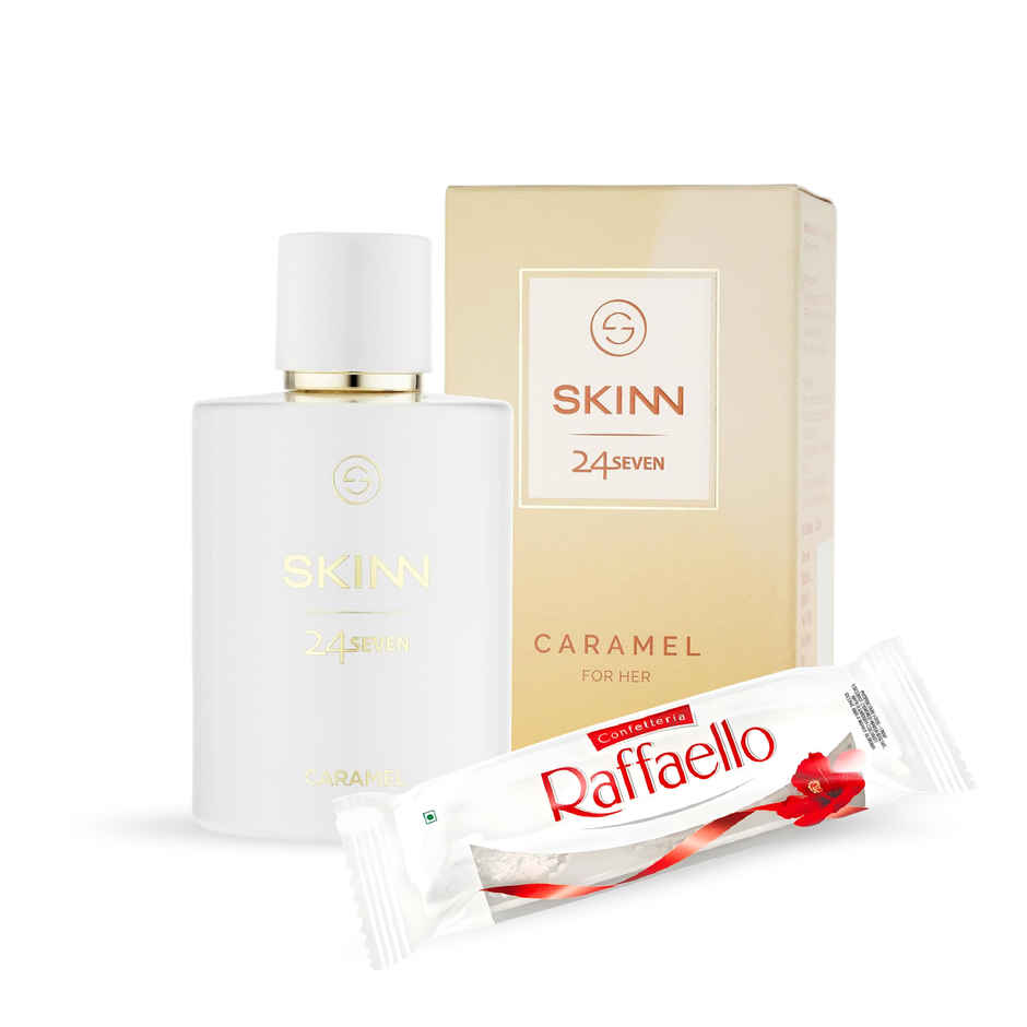 Confetteria Raffaello Ferrero Rocher Coconut And White Almond(30gms) & Skinn 247 Caramel Eau De Parfum(100ml) Combo