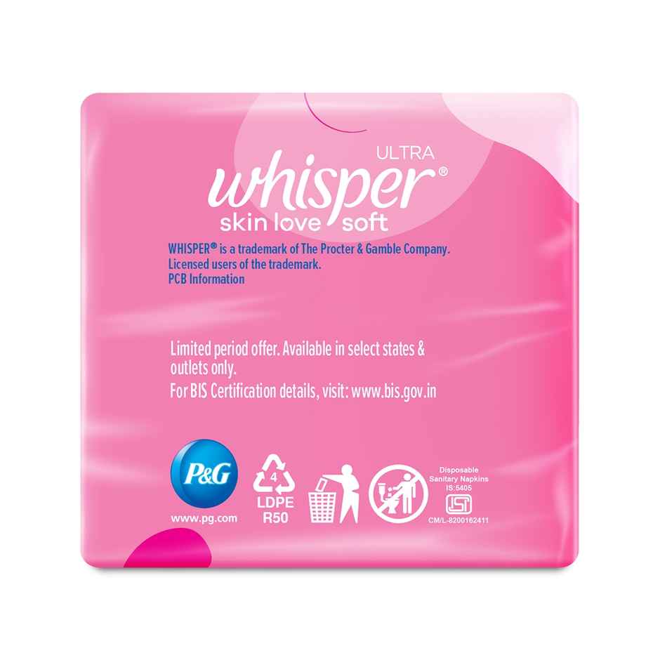Whisper Ultra Soft Sanitary Pads | XL | 15 pcs Combo 