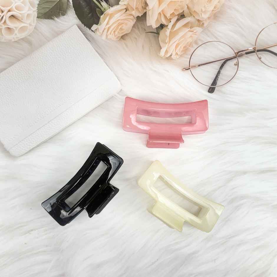 The Opal Factory Big Same Style Claw Clips for Girls and Women | Set of 3 | Large | Glossy